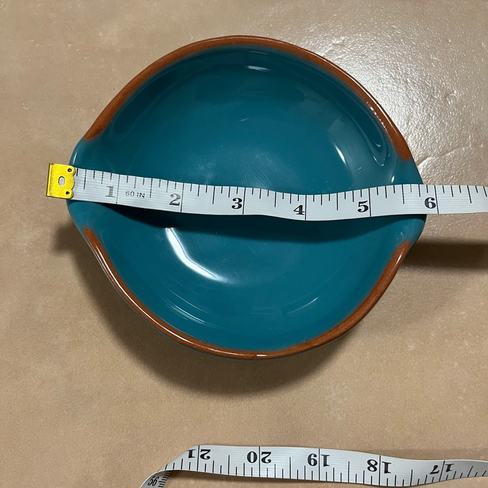 Pier 1 Teal and Brown Ceramic Bowl - Picture 6 of 6